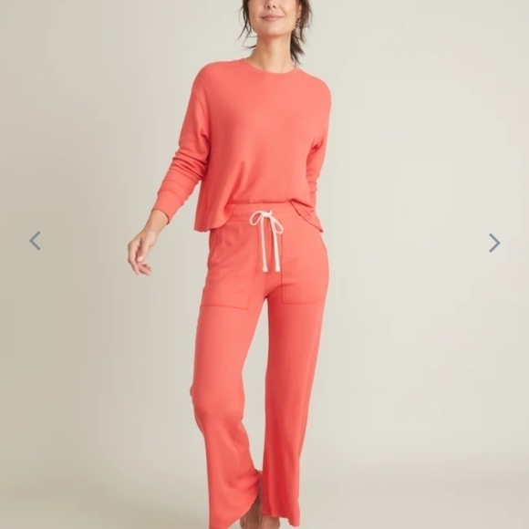 MARINE layer Luxe Waffle Wide Leg PJ Pant in Bittersweet Red - Picture 1 of 7